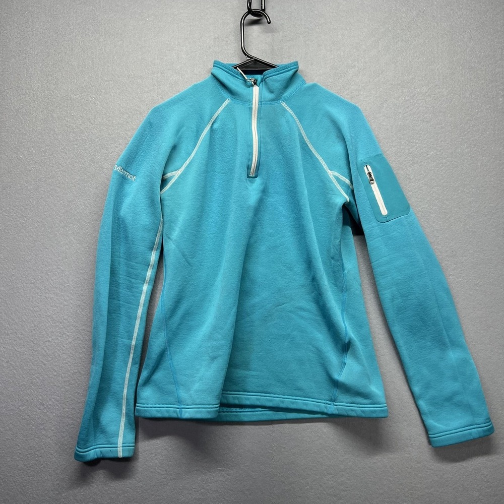 Marmot Pullover Womens Medium Blue Long Sleeve 1/4 Zip Fleece Hiking Outdoor Top
